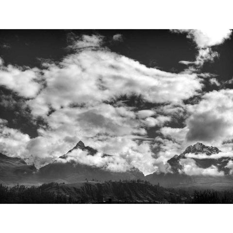 Pyramids, Mountains and Clouds Black Modern Wood Framed Art Print by Nalbandian, Nish