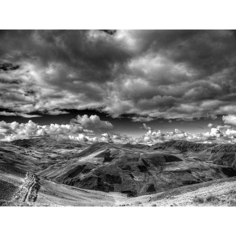 Patchwork Mountains Black Modern Wood Framed Art Print by Nalbandian, Nish