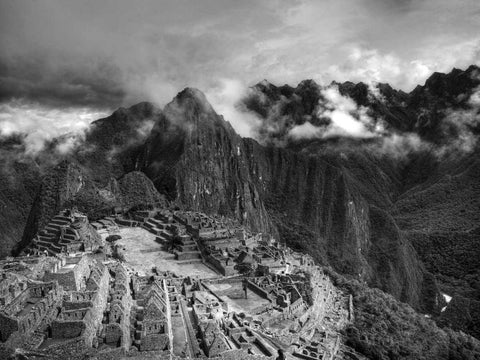 Machu Picchu Black Ornate Wood Framed Art Print with Double Matting by Nalbandian, Nish