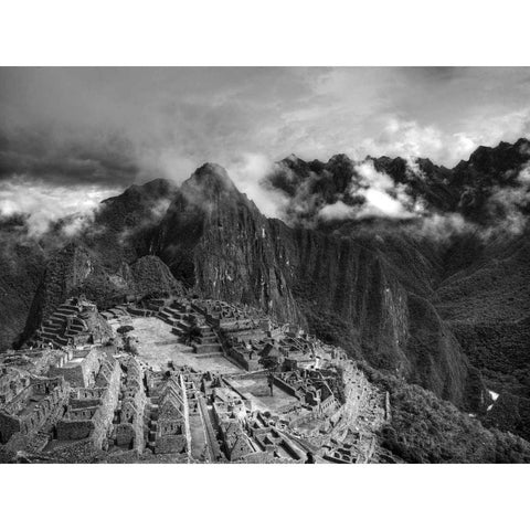 Machu Picchu Black Modern Wood Framed Art Print with Double Matting by Nalbandian, Nish