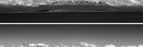 2-Up Mountain Panorama Black Ornate Wood Framed Art Print with Double Matting by Nalbandian, Nish