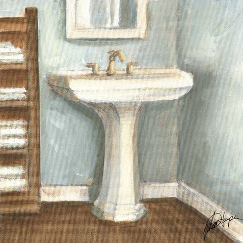 Porcelain Bath III White Modern Wood Framed Art Print with Double Matting by Harper, Ethan