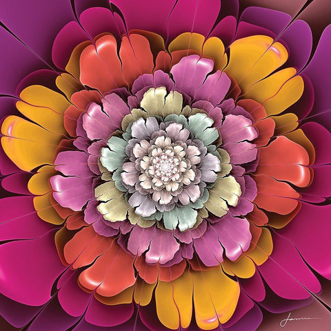 Fractal Blooms II White Modern Wood Framed Art Print with Double Matting by Burghardt, James