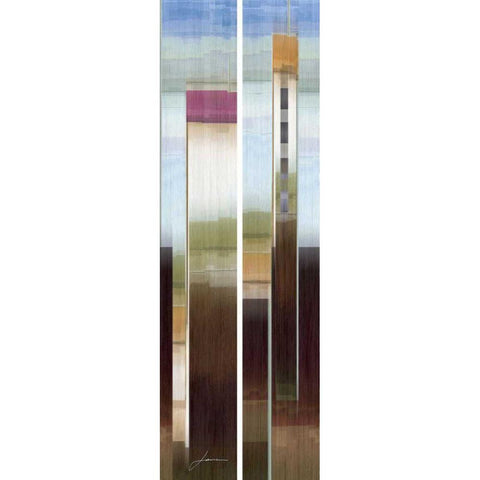 2-Up Eastside II Black Modern Wood Framed Art Print with Double Matting by Burghardt, James