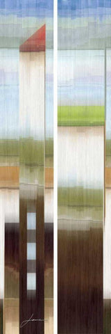 2-Up Eastside III White Modern Wood Framed Art Print with Double Matting by Burghardt, James