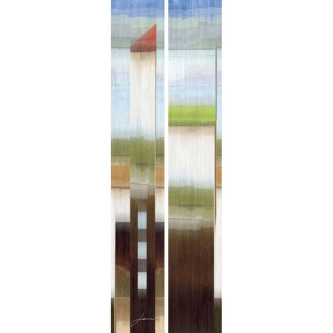 2-Up Eastside III Black Modern Wood Framed Art Print with Double Matting by Burghardt, James