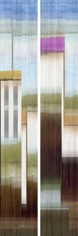 2-Up Eastside IV White Modern Wood Framed Art Print with Double Matting by Burghardt, James