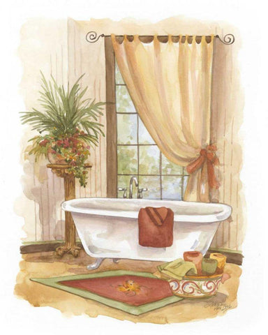 Watercolor Bath in Spice II White Modern Wood Framed Art Print with Double Matting by Van Dijk, Jerianne