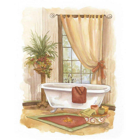 Watercolor Bath in Spice II Black Modern Wood Framed Art Print with Double Matting by Van Dijk, Jerianne