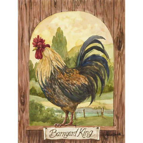 Barnyard King Black Modern Wood Framed Art Print by Van Dijk, Jerianne