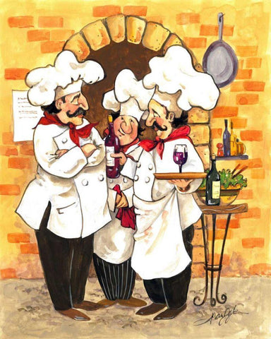 Wine Chefs Black Ornate Wood Framed Art Print with Double Matting by Van Dijk, Jerianne