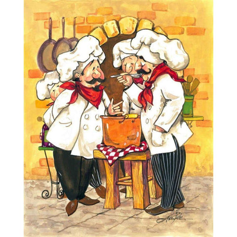 Soup Chefs White Modern Wood Framed Art Print by Van Dijk, Jerianne