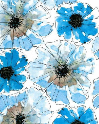 Water Blossoms I White Modern Wood Framed Art Print with Double Matting by Velasquez, Deborah