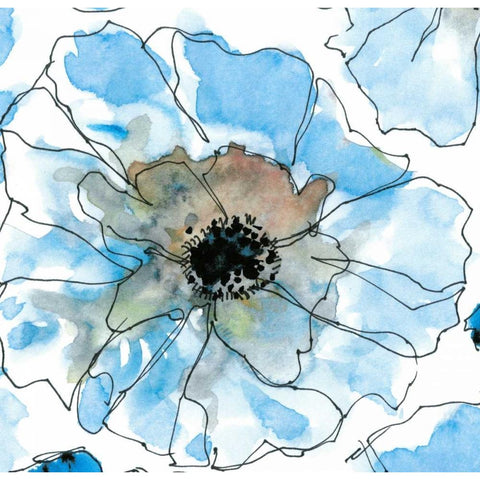 Water Blossoms II Black Modern Wood Framed Art Print with Double Matting by Velasquez, Deborah