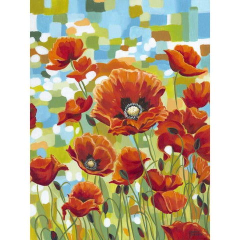 Vivid Poppies I Black Modern Wood Framed Art Print with Double Matting by Vitaletti, Carolee