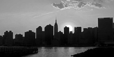 Panorama of NYC I Black Ornate Wood Framed Art Print with Double Matting by Pica, Jeff