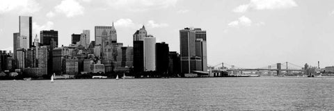 Panorama of NYC IV White Modern Wood Framed Art Print with Double Matting by Pica, Jeff