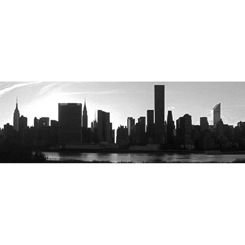 Panorama of NYC VI Black Modern Wood Framed Art Print with Double Matting by Pica, Jeff