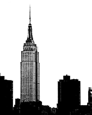 NYC Skyline I White Modern Wood Framed Art Print with Double Matting by Pica, Jeff