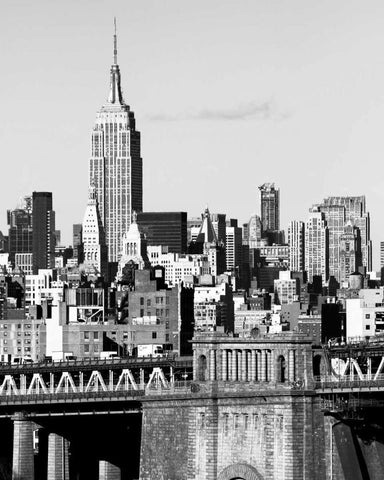 NYC Skyline II White Modern Wood Framed Art Print with Double Matting by Pica, Jeff