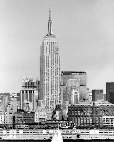 NYC Skyline IV White Modern Wood Framed Art Print with Double Matting by Pica, Jeff