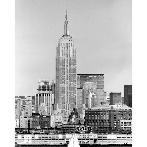 NYC Skyline IV Black Modern Wood Framed Art Print with Double Matting by Pica, Jeff