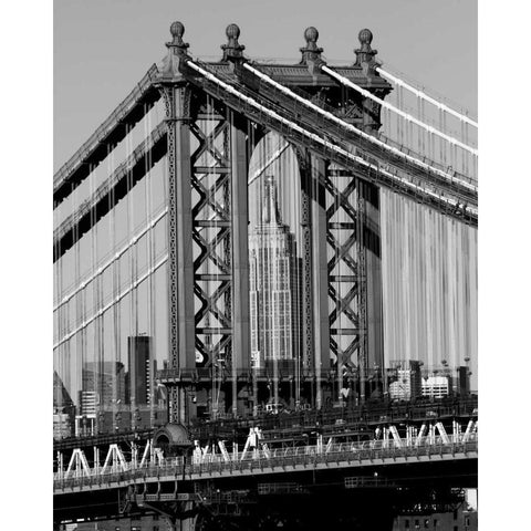 Bridges of NYC I Black Modern Wood Framed Art Print by Pica, Jeff