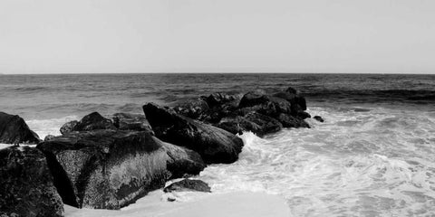 Shore Panorama II White Modern Wood Framed Art Print with Double Matting by Pica, Jeff