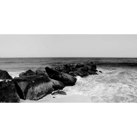 Shore Panorama II White Modern Wood Framed Art Print by Pica, Jeff