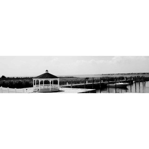 Shore Panorama V Black Modern Wood Framed Art Print with Double Matting by Pica, Jeff