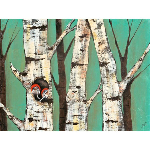 Birch Grove on Teal I White Modern Wood Framed Art Print by Reynolds, Jade