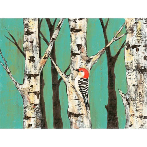 Birch Grove on Teal II Black Modern Wood Framed Art Print with Double Matting by Reynolds, Jade