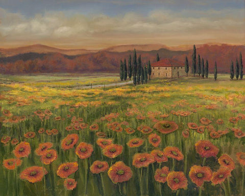 Poppy Path to Home I Black Ornate Wood Framed Art Print with Double Matting by Joy, Julie