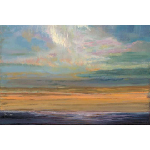 Distant Orange Light Black Modern Wood Framed Art Print by Joy, Julie