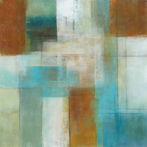 Lake Blue Essence I White Modern Wood Framed Art Print with Double Matting by Green-Aldridge, W.