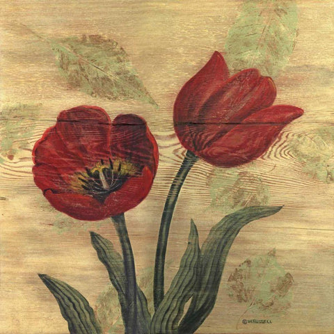 Tulip on Wood Black Modern Wood Framed Art Print by Russell, Wendy