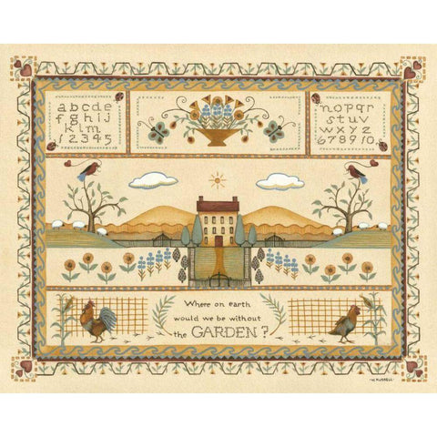 Garden Sampler I Black Modern Wood Framed Art Print with Double Matting by Wendy Russell