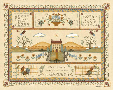 Garden Sampler I Black Ornate Wood Framed Art Print with Double Matting by Wendy Russell
