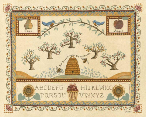 Garden Sampler II White Modern Wood Framed Art Print with Double Matting by Wendy Russell