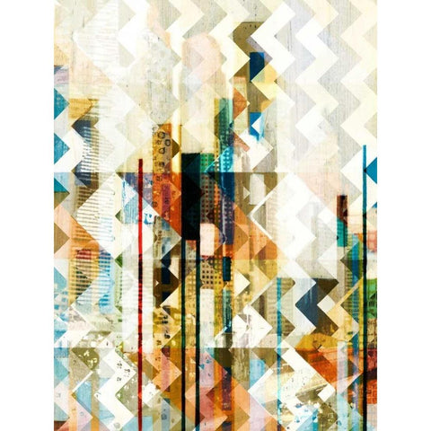 Urban Chevron II Black Modern Wood Framed Art Print with Double Matting by Vision Studio