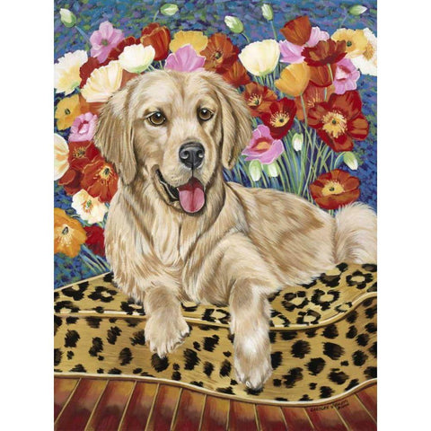 Golden Boy Retriever Gold Ornate Wood Framed Art Print with Double Matting by Vitaletti, Carolee