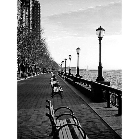 Battery Park City I Black Modern Wood Framed Art Print with Double Matting by Pica, Jeff
