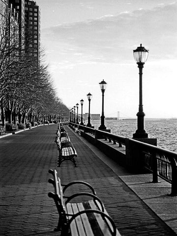 Battery Park City I White Modern Wood Framed Art Print with Double Matting by Pica, Jeff