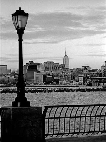 Battery Park City II Black Ornate Wood Framed Art Print with Double Matting by Pica, Jeff