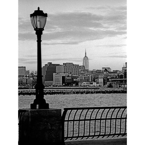 Battery Park City II Black Modern Wood Framed Art Print with Double Matting by Pica, Jeff