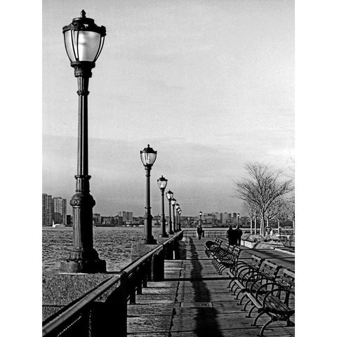 Battery Park City III Black Modern Wood Framed Art Print with Double Matting by Pica, Jeff