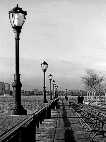 Battery Park City III White Modern Wood Framed Art Print with Double Matting by Pica, Jeff