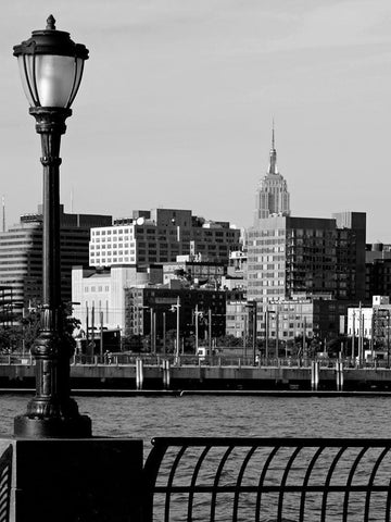 Battery Park City IV White Modern Wood Framed Art Print with Double Matting by Pica, Jeff