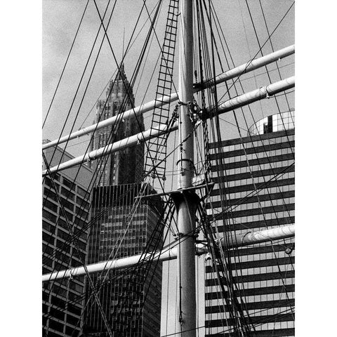 South Street Seaport II Black Modern Wood Framed Art Print with Double Matting by Pica, Jeff