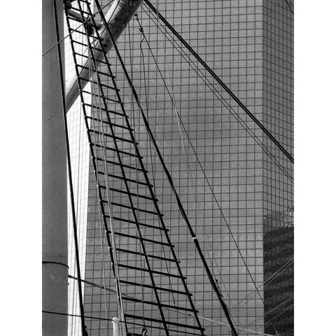 South Street Seaport III Black Modern Wood Framed Art Print with Double Matting by Pica, Jeff